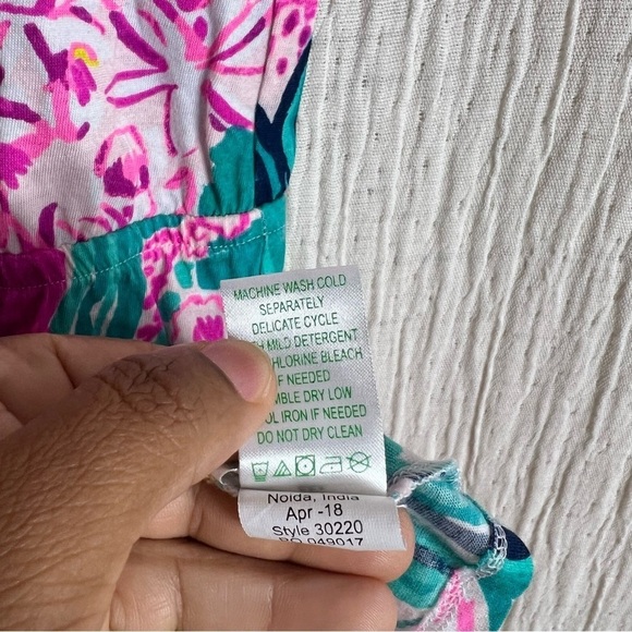 Lilly Pulitzer Tropical Floral Cotton Romper size XL 12-14 - Picture 5 of 5
